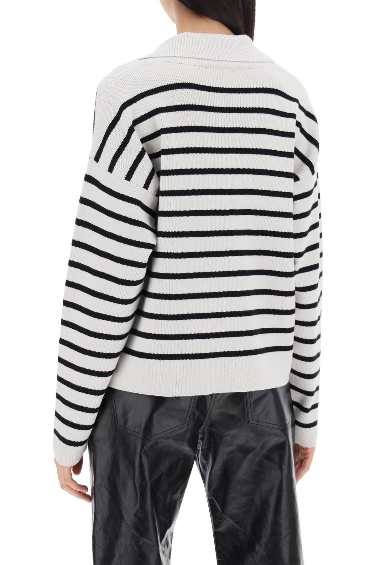 striped v-neck magic pullover sweater.