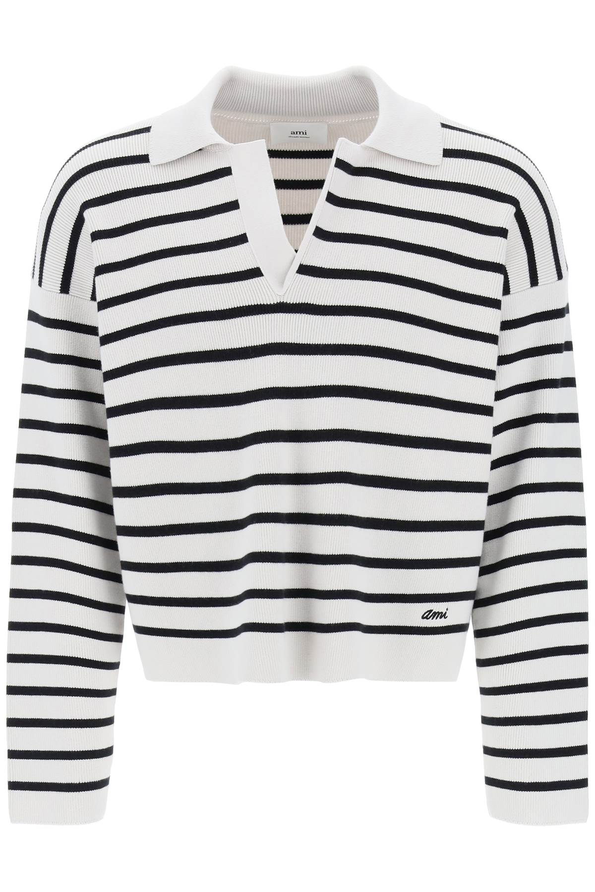 striped v-neck magic pullover sweater.