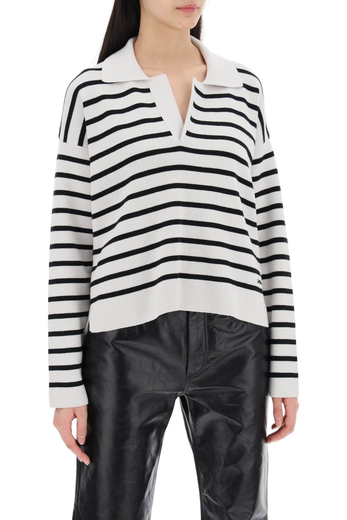 striped v-neck magic pullover sweater.