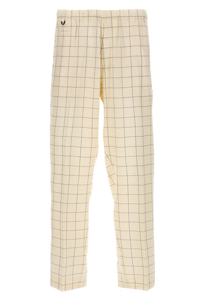 all-over checkered pants in rayon blend