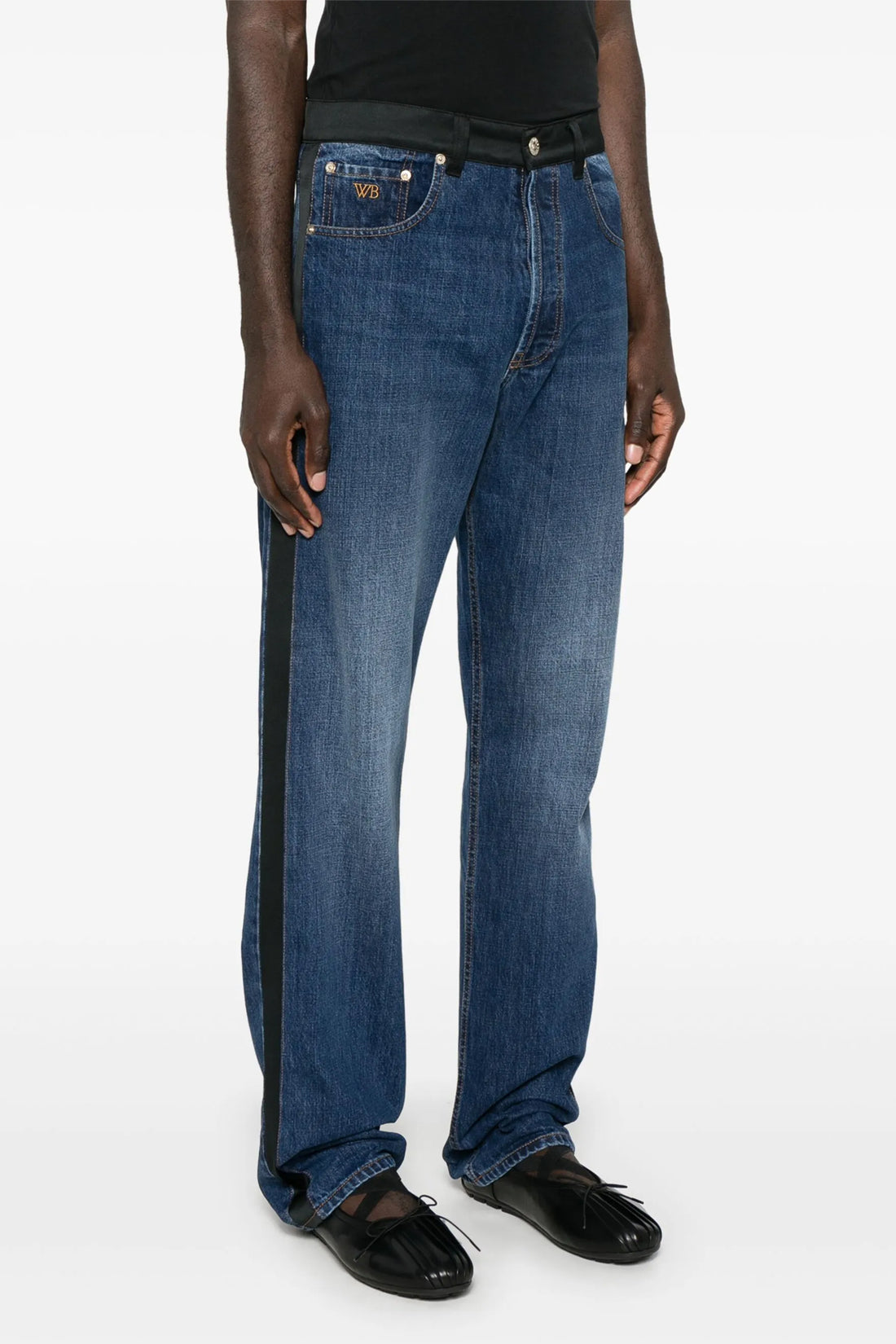 WALES BONNER 34 echo denim delavé cotton denim jeans