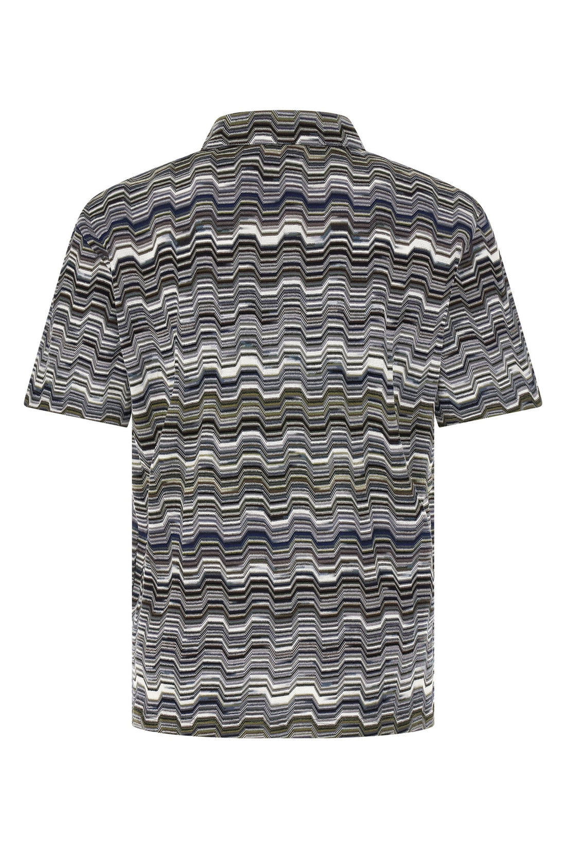 MISSONI L cotton polo shirt knitted zig zag irregular jacquard