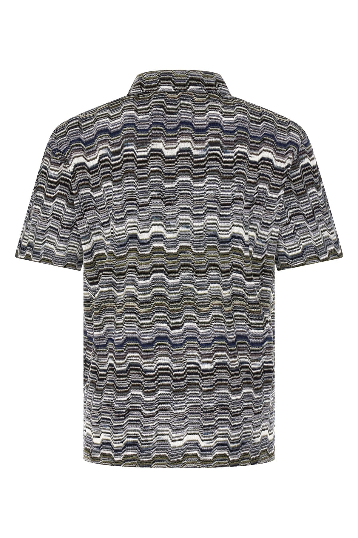 cotton polo shirt knitted zig zag irregular jacquard