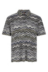 cotton polo shirt knitted zig zag irregular jacquard