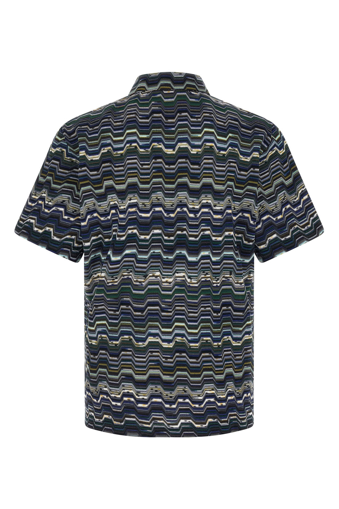 MISSONI L cotton polo shirt knitted zig zag irregular jacquard