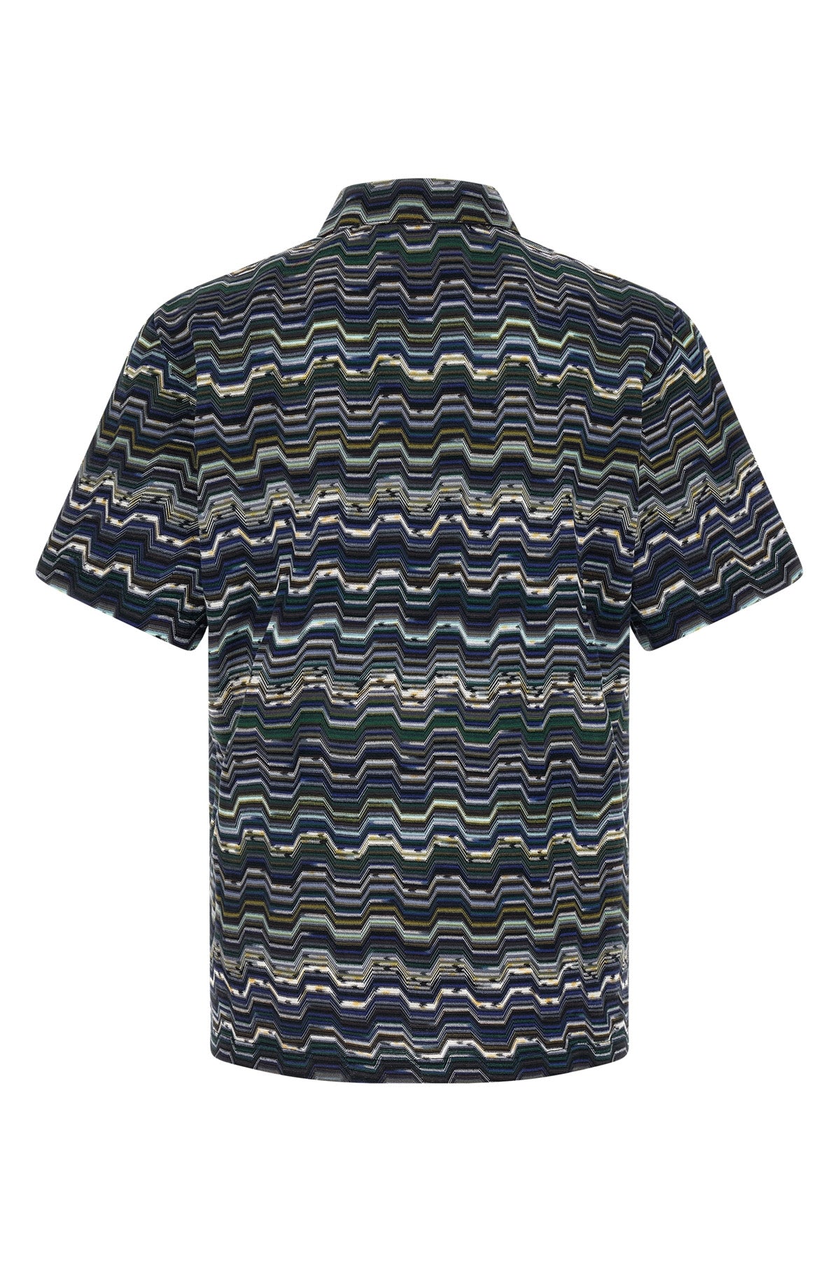 cotton polo shirt knitted zig zag irregular jacquard
