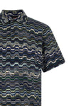 cotton polo shirt knitted zig zag irregular jacquard