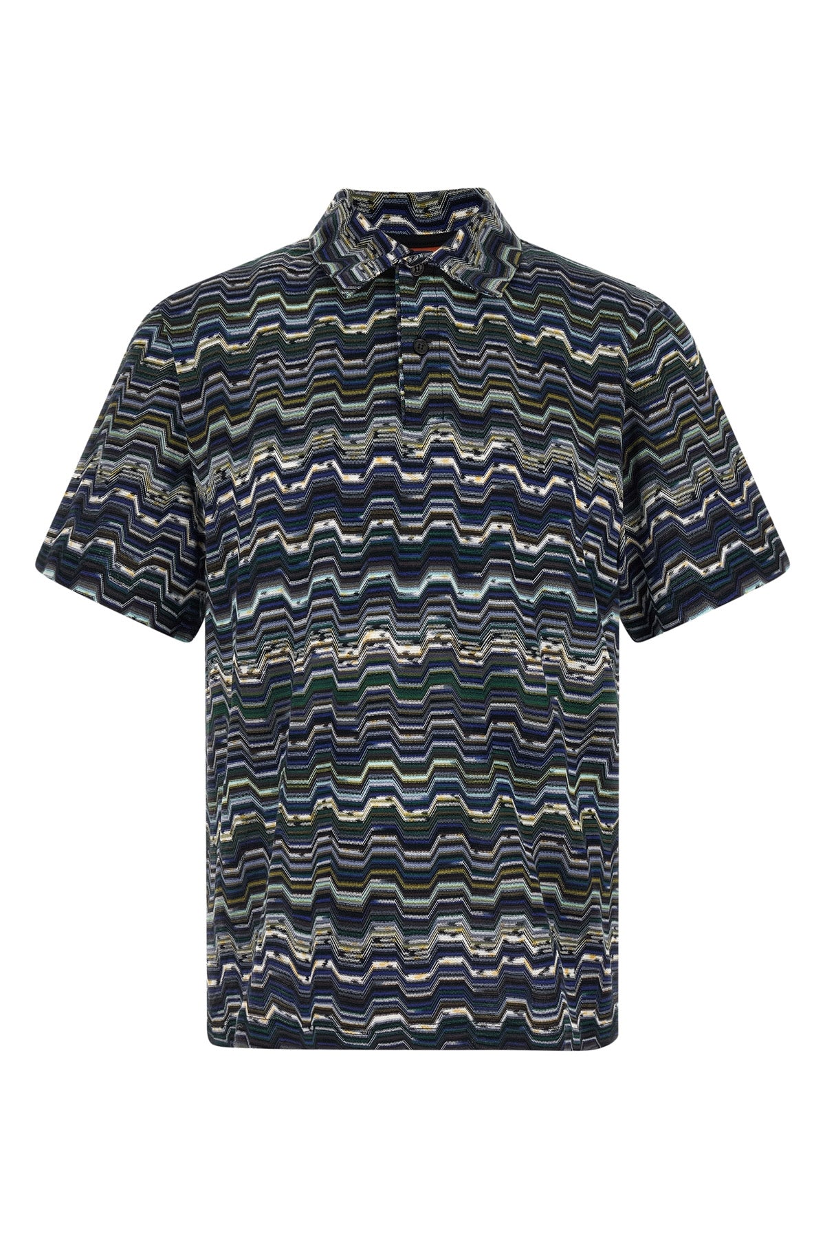 cotton polo shirt knitted zig zag irregular jacquard