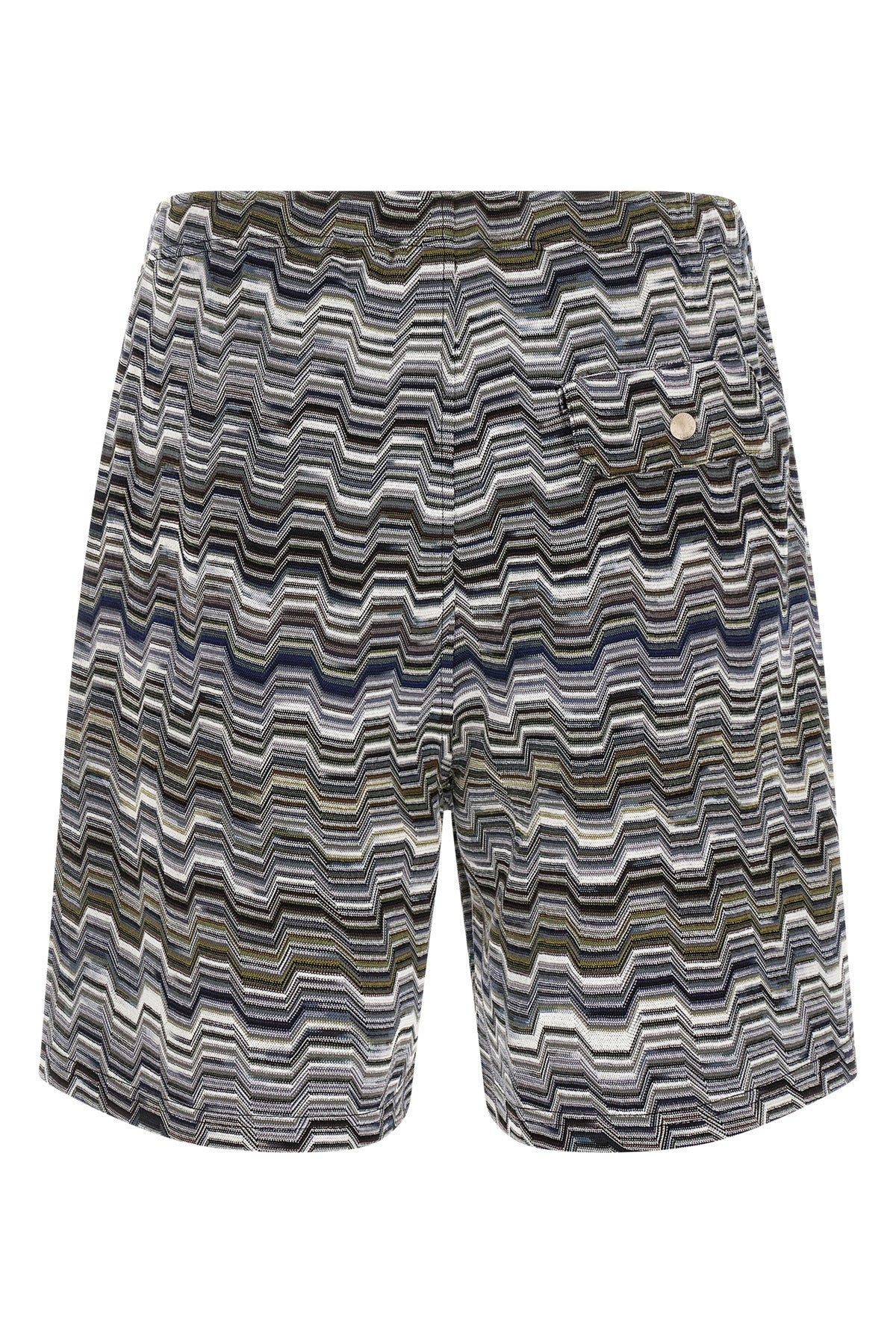 jacquard irregular zigzag knitted cotton bermuda shorts