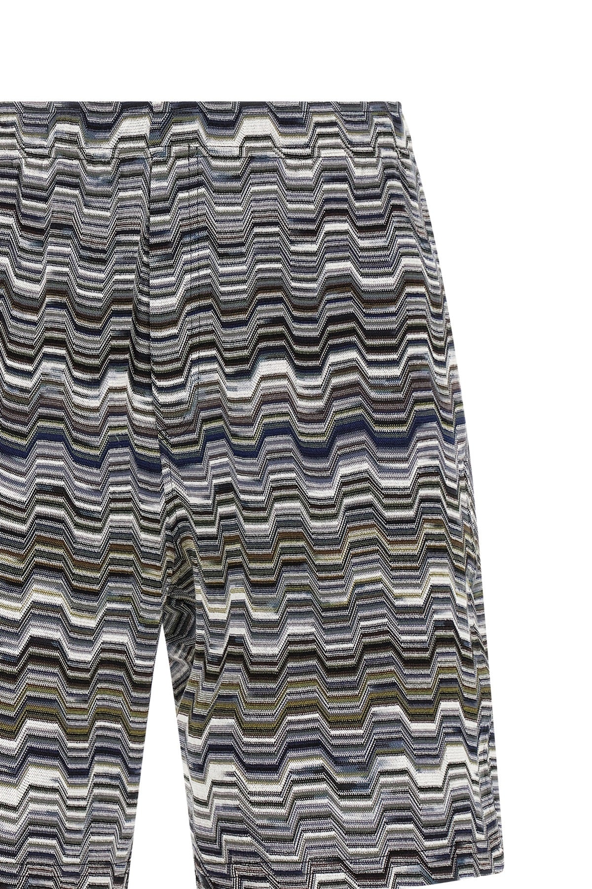 jacquard irregular zigzag knitted cotton bermuda shorts