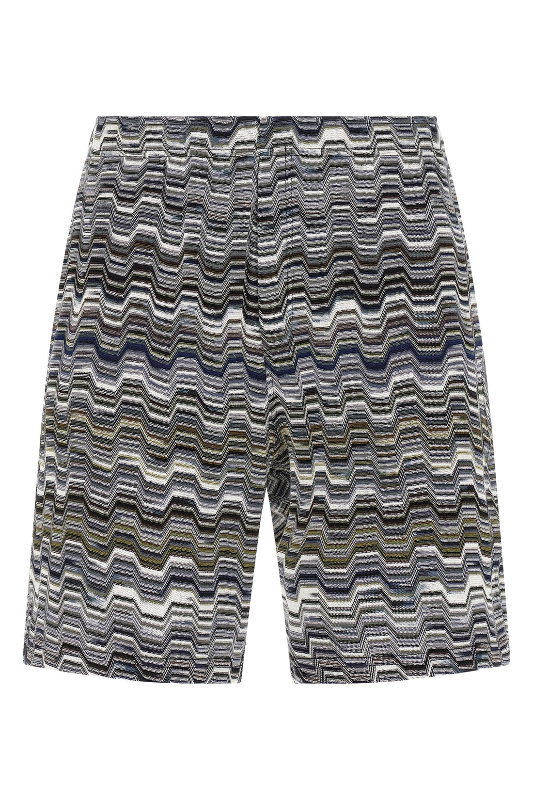 MISSONI XL jacquard irregular zigzag knitted cotton bermuda shorts