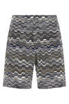 jacquard irregular zigzag knitted cotton bermuda shorts
