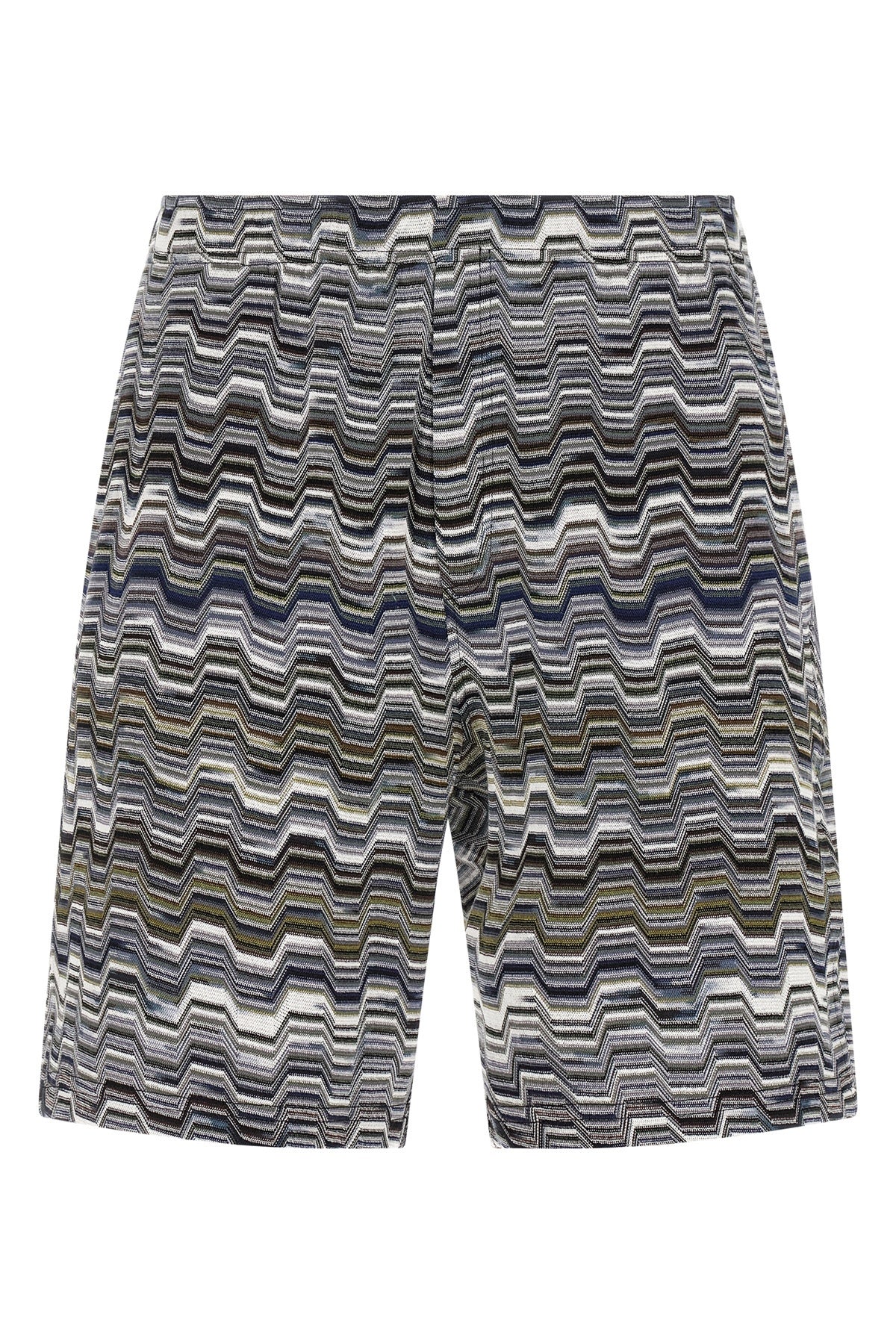 jacquard irregular zigzag knitted cotton bermuda shorts