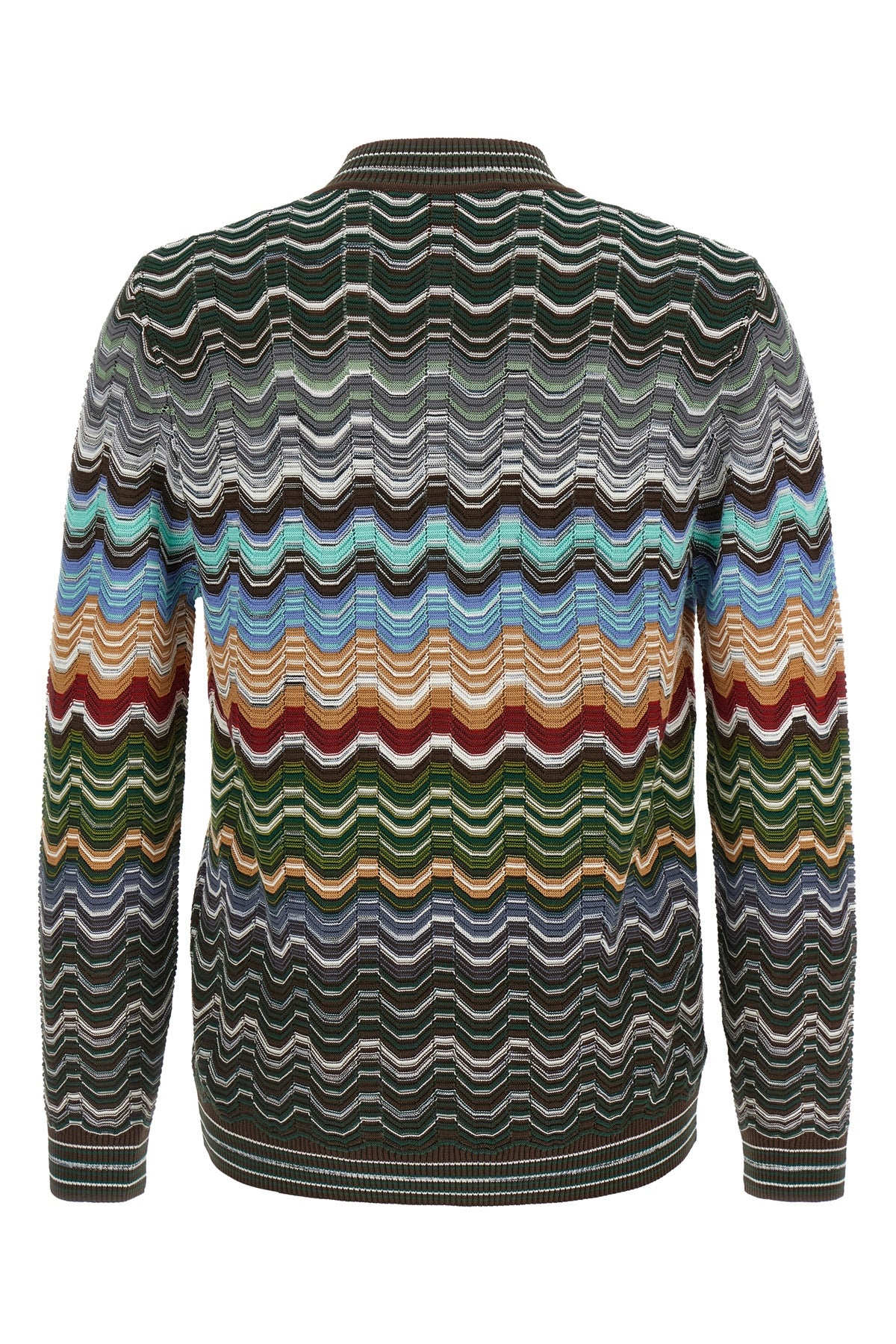 cardigan in cotton and viscose chevron