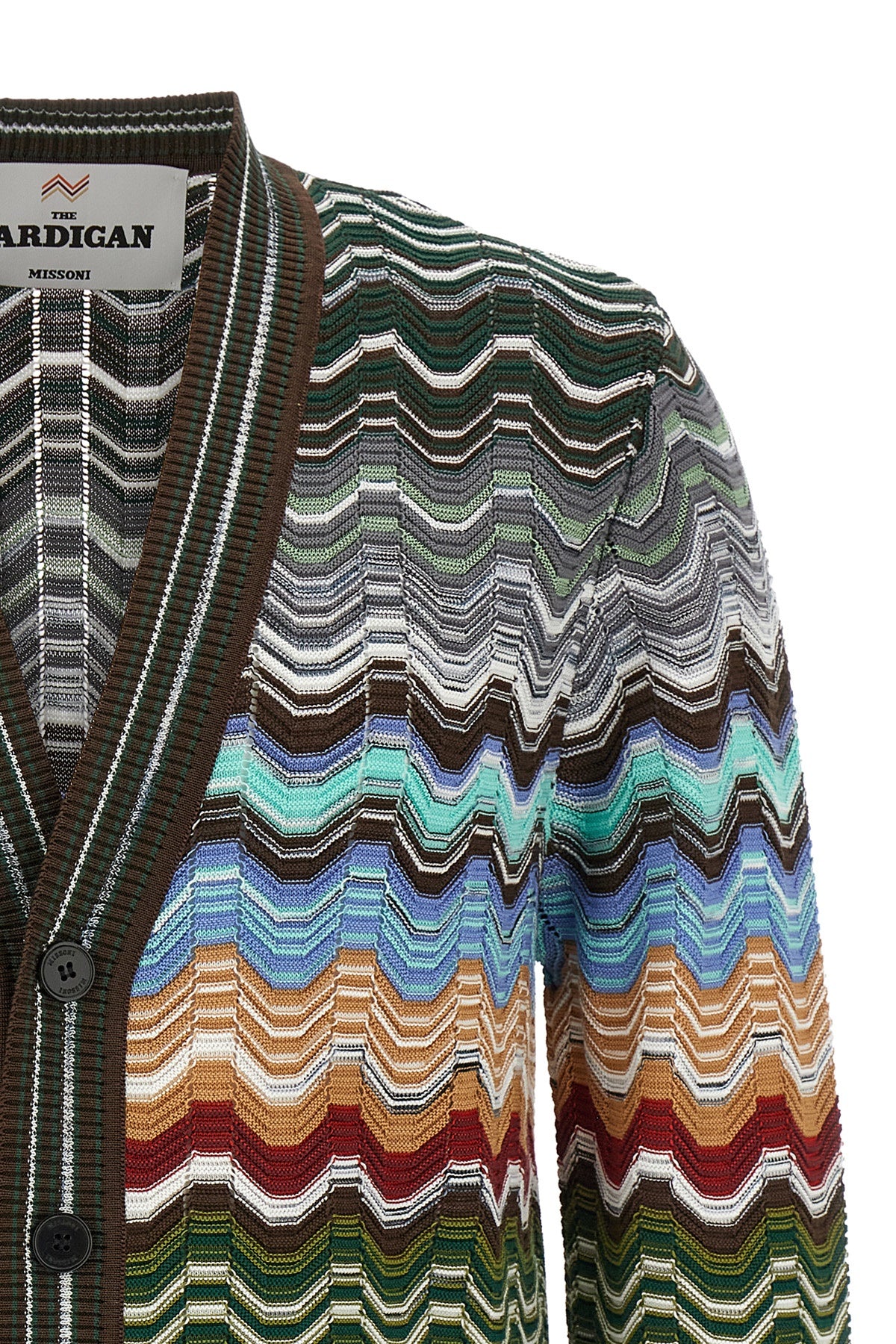 cardigan in cotton and viscose chevron