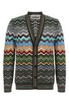cardigan in cotton and viscose chevron