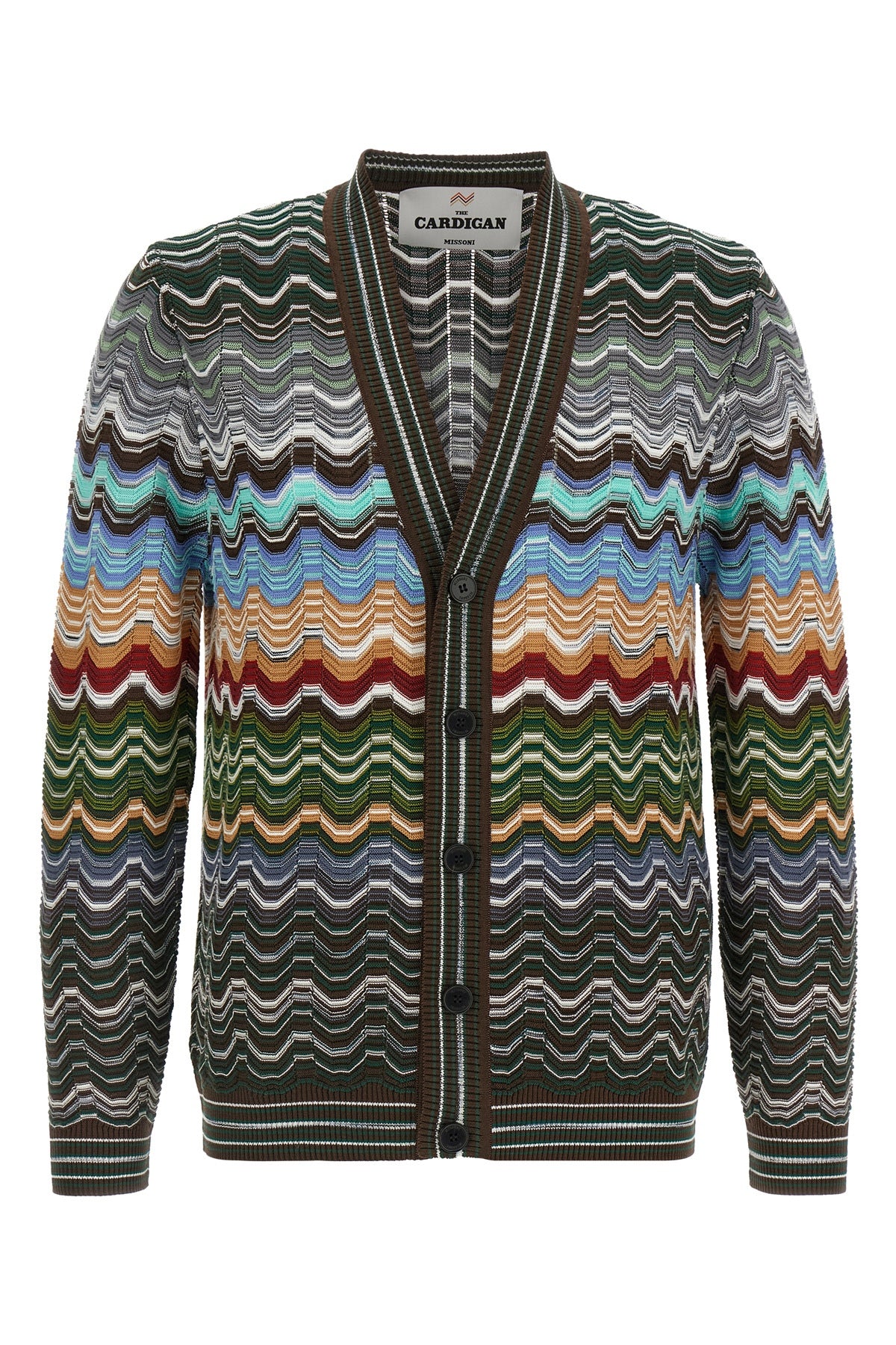 cardigan in cotton and viscose chevron