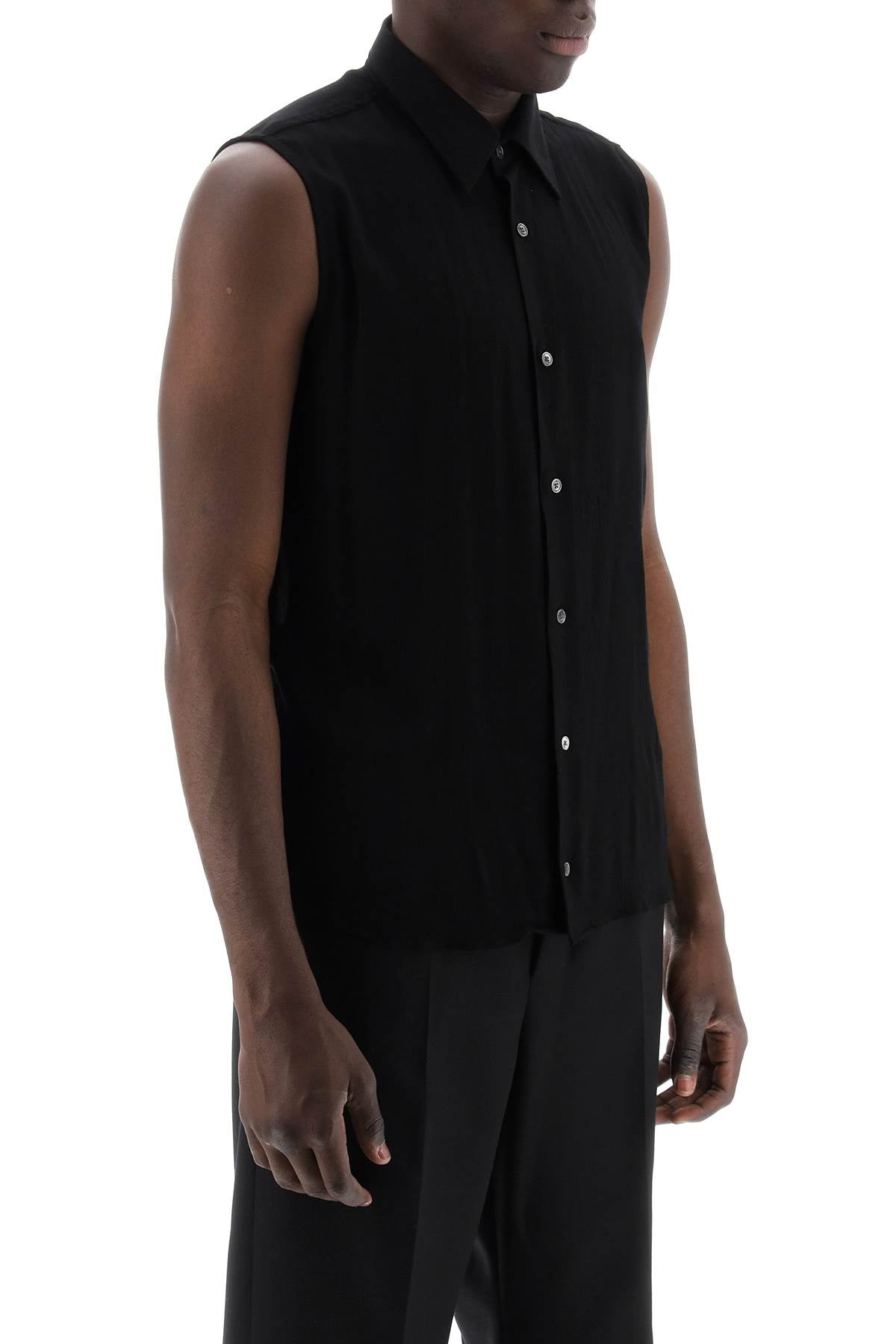 textured voile sleeveless shirt