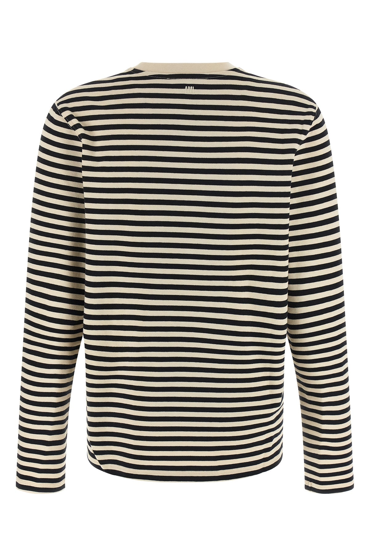 the long-sleeved t-shirt ami paris defines the wardrobe through a timeless strip
