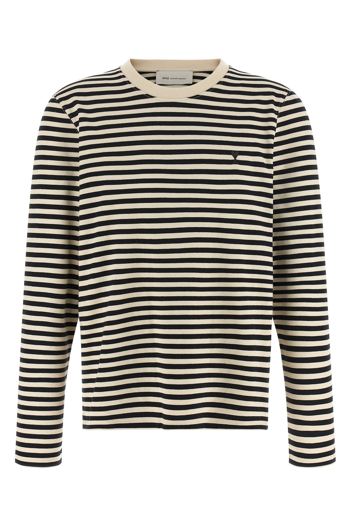 the long-sleeved t-shirt ami paris defines the wardrobe through a timeless strip