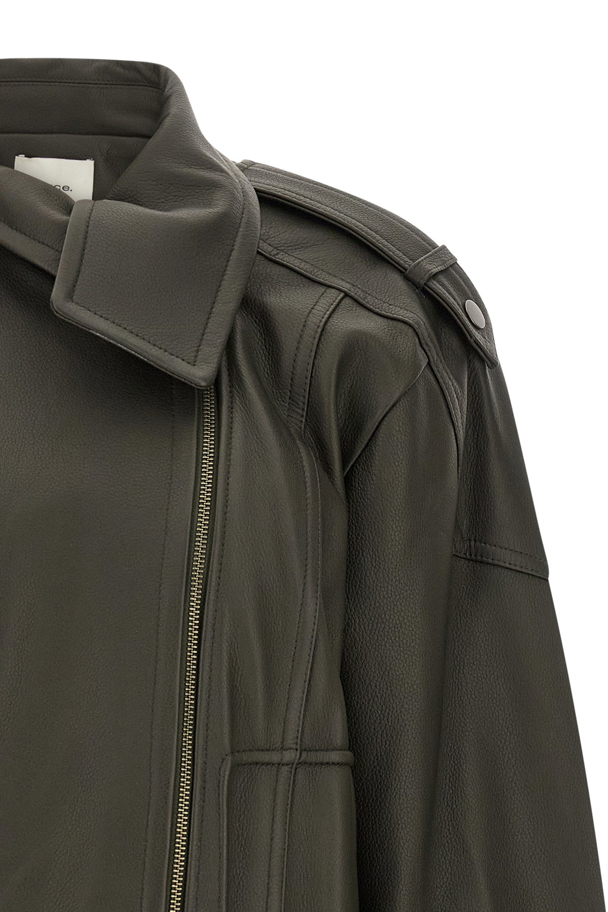 the vince biker jacket redefines the codes of outerwear through a relaxed silhou