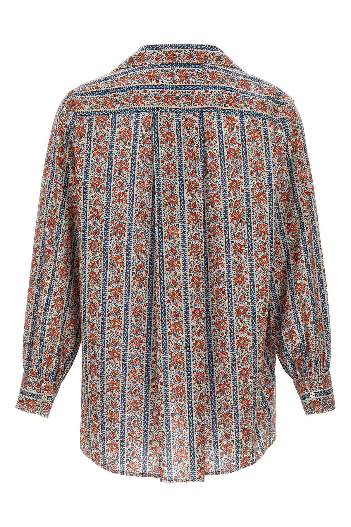 all-over voyage imaginaire print cotton muslin shirt