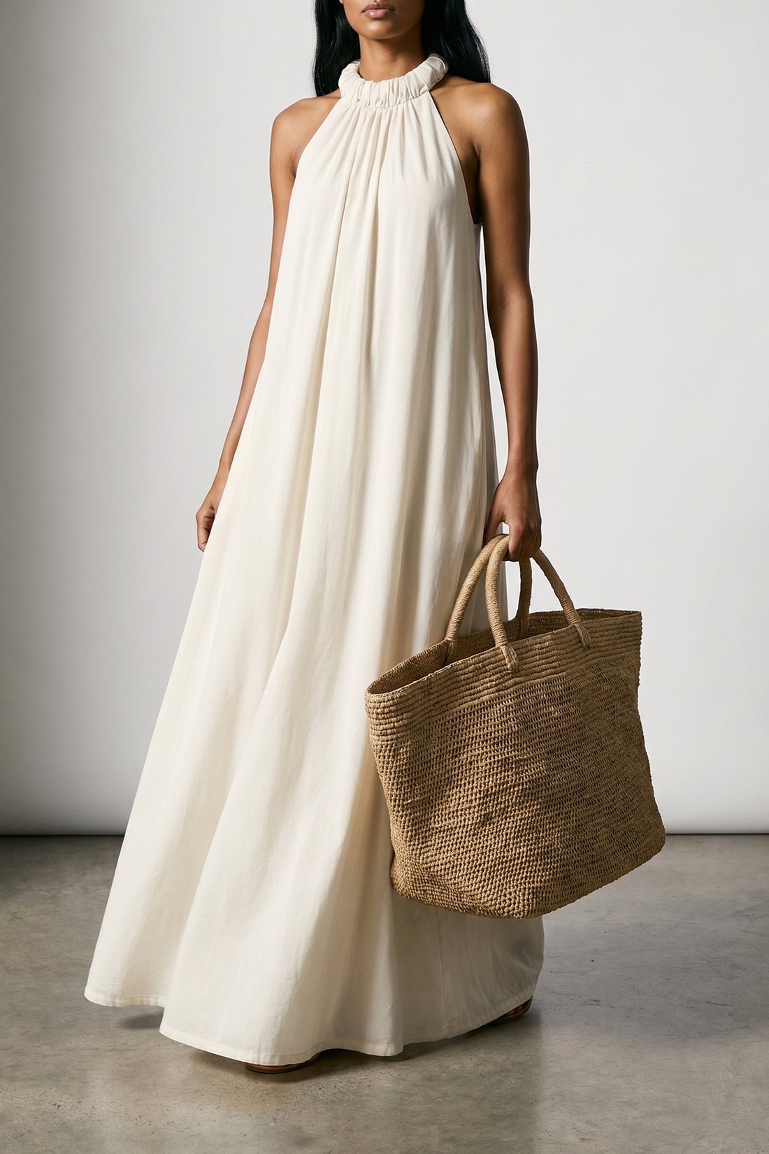 IBELIV OS vanilla natural raffia shopping bag