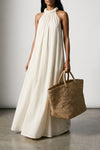 vanilla natural raffia shopping bag