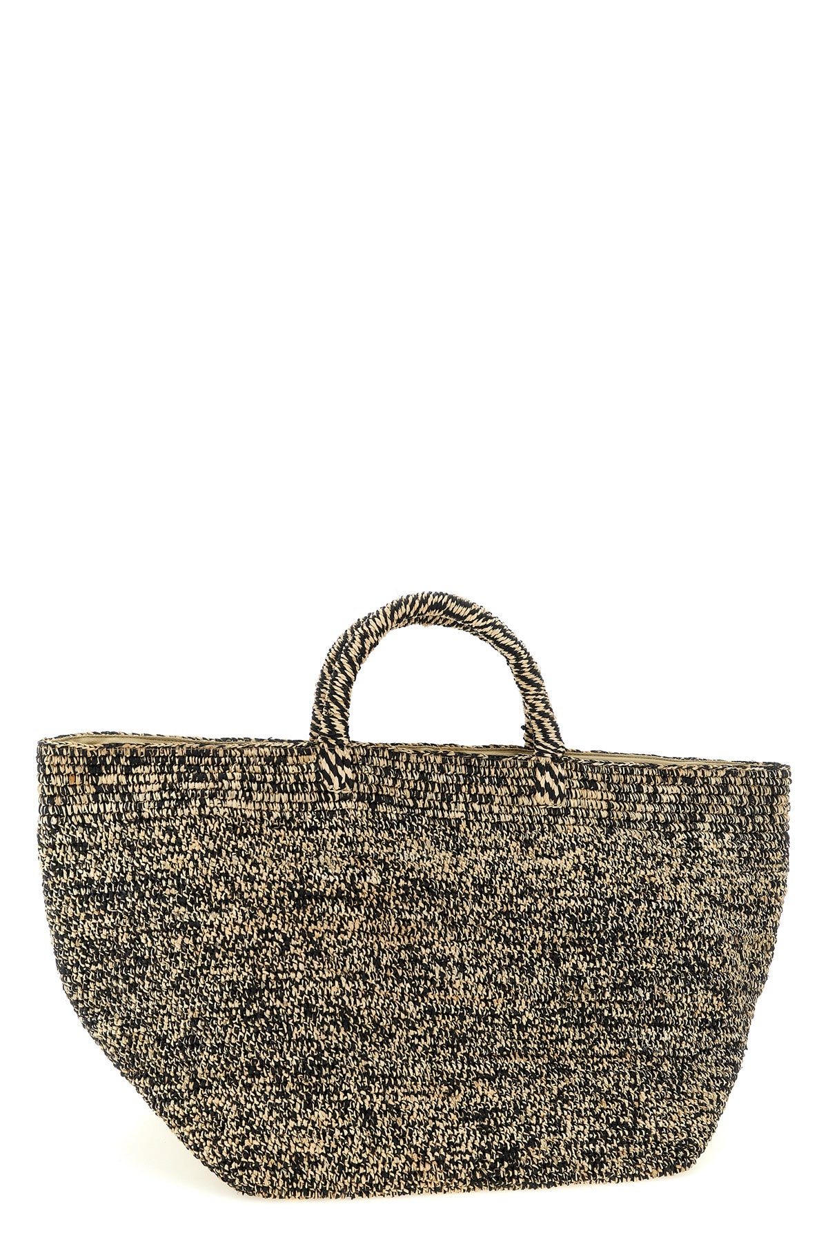 vanilla two-tone natural raffia shopping bag
