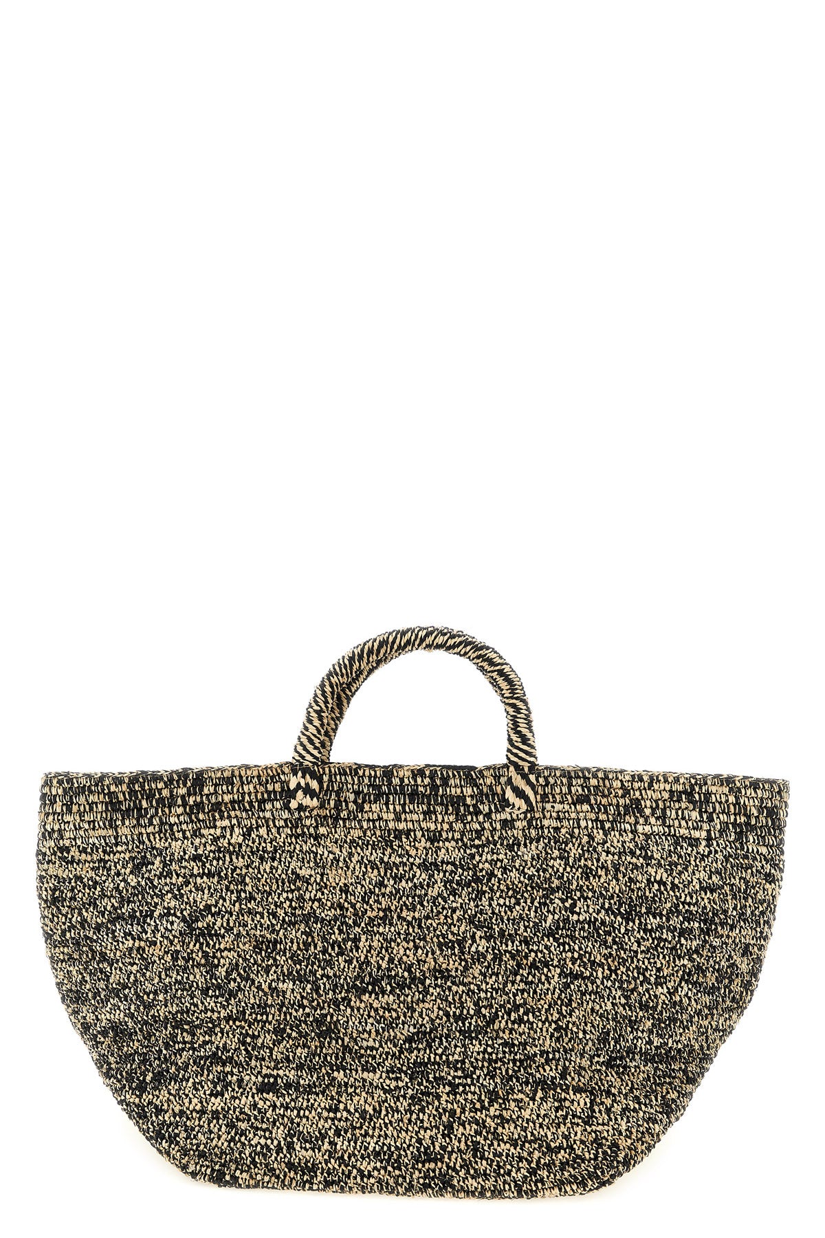 vanilla two-tone natural raffia shopping bag