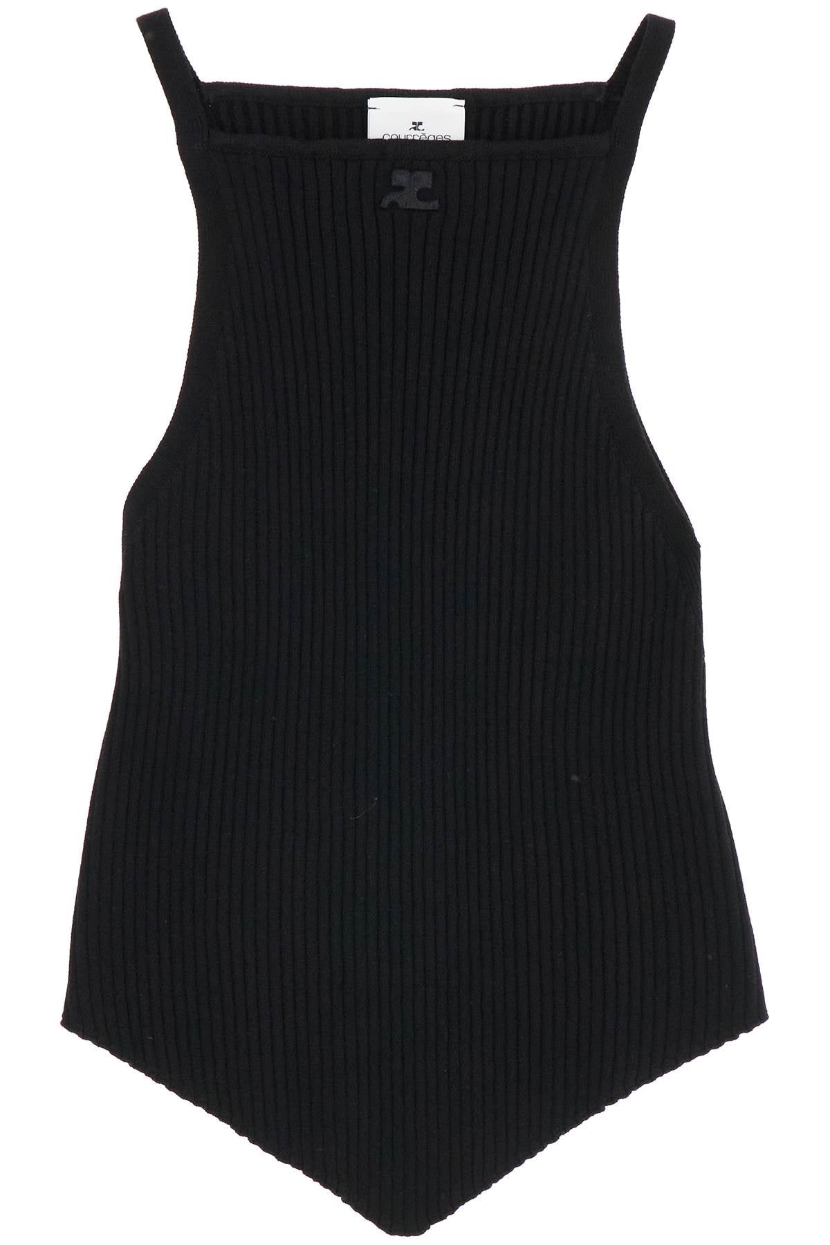 "ribbed knit tank top with pointed hem