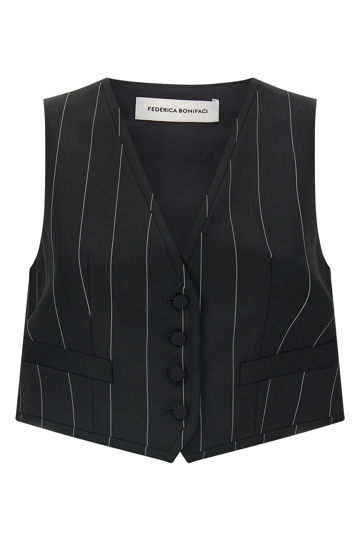 federica bonifaci cropped vest redefines the codes of tailoring through a rigoro