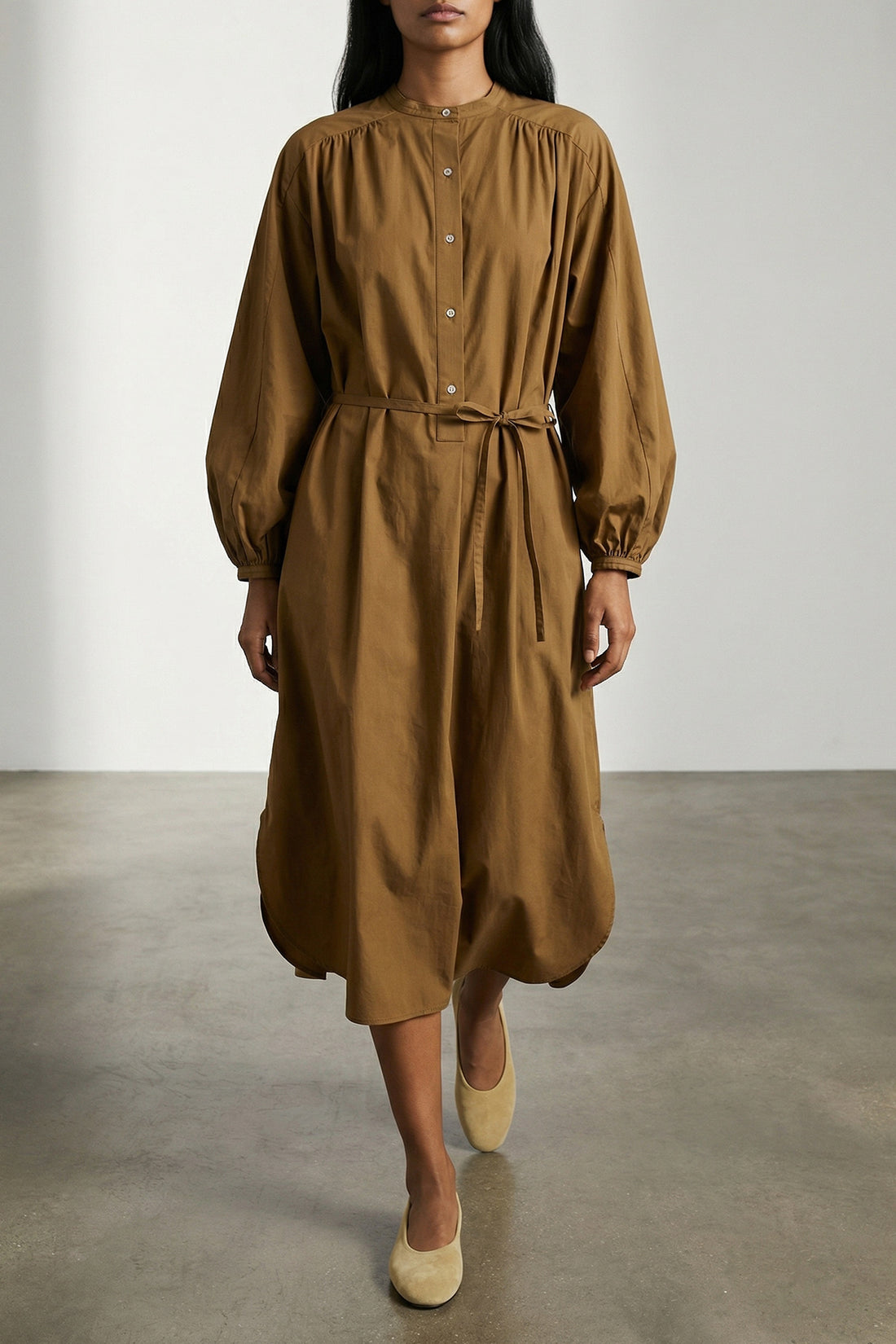 LOULOU DE SAISON 34 vitti midi dress in cool cotton poplin style