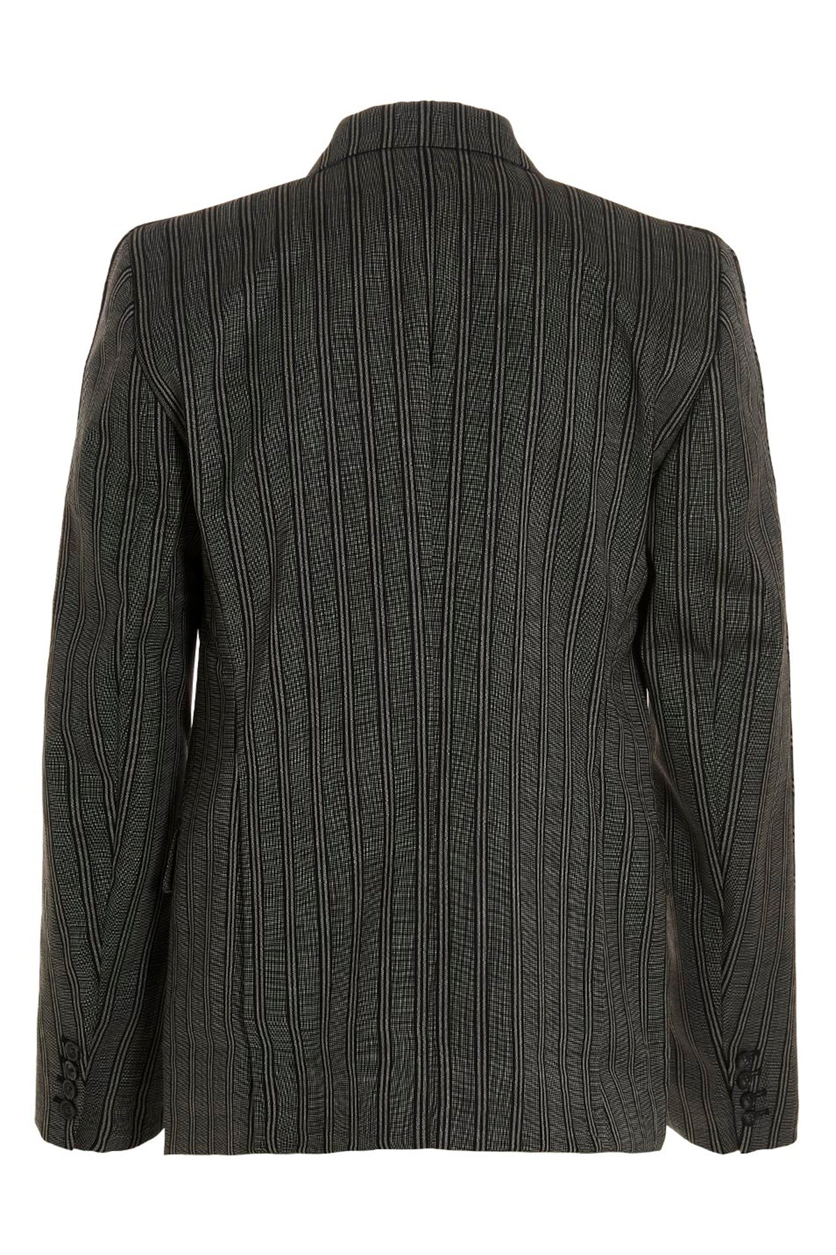 tonal double breasted tailored stripe wool blazer
