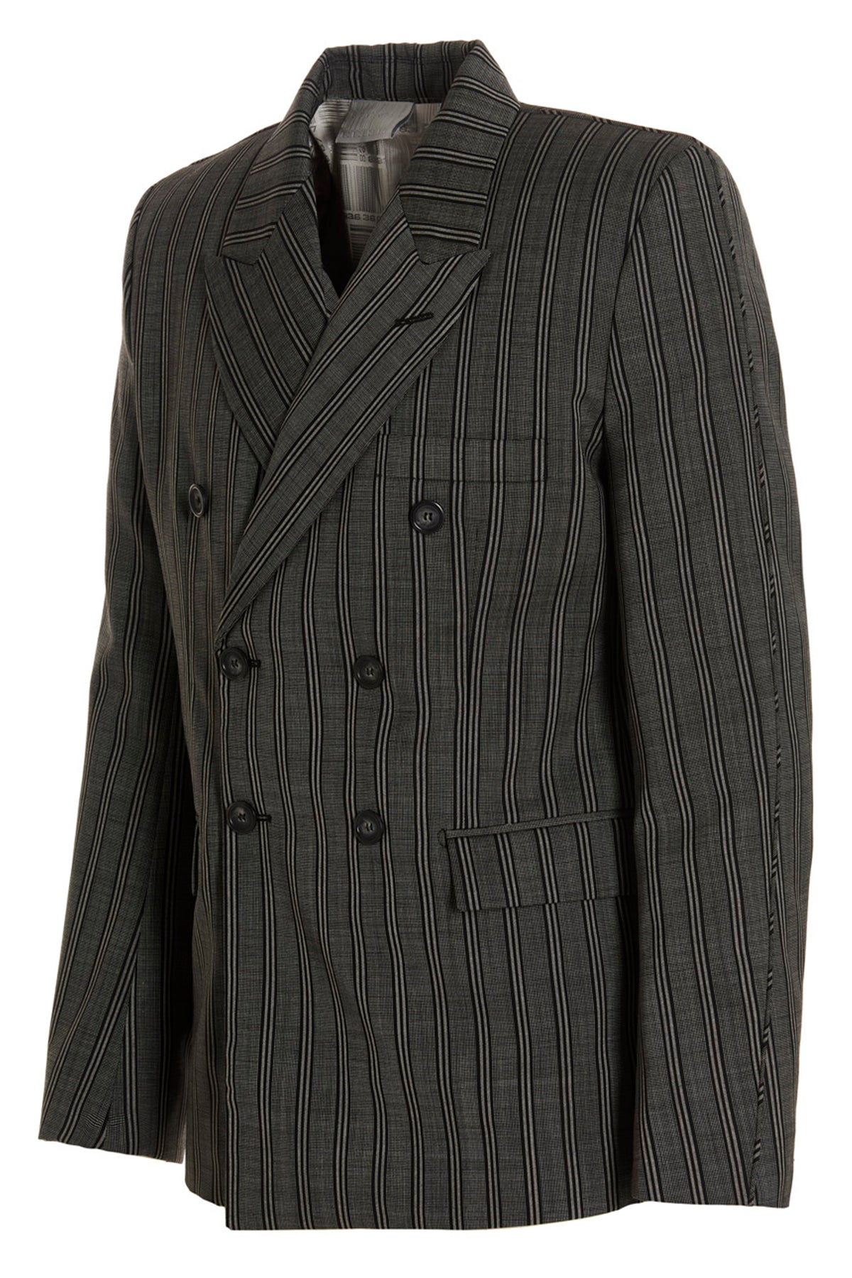 tonal double breasted tailored stripe wool blazer