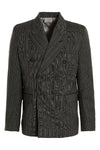 tonal double breasted tailored stripe wool blazer