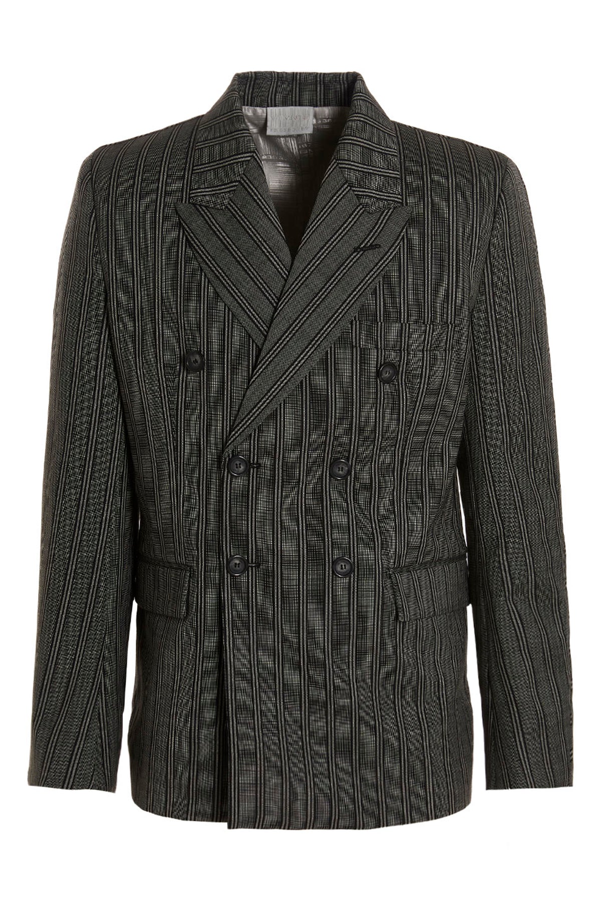 tonal double breasted tailored stripe wool blazer