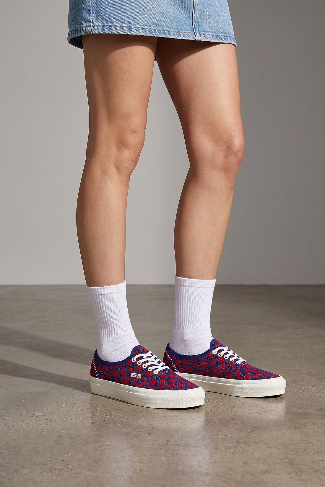 VANS 6 authentic premium checkerboard sneakers in perforated canvas