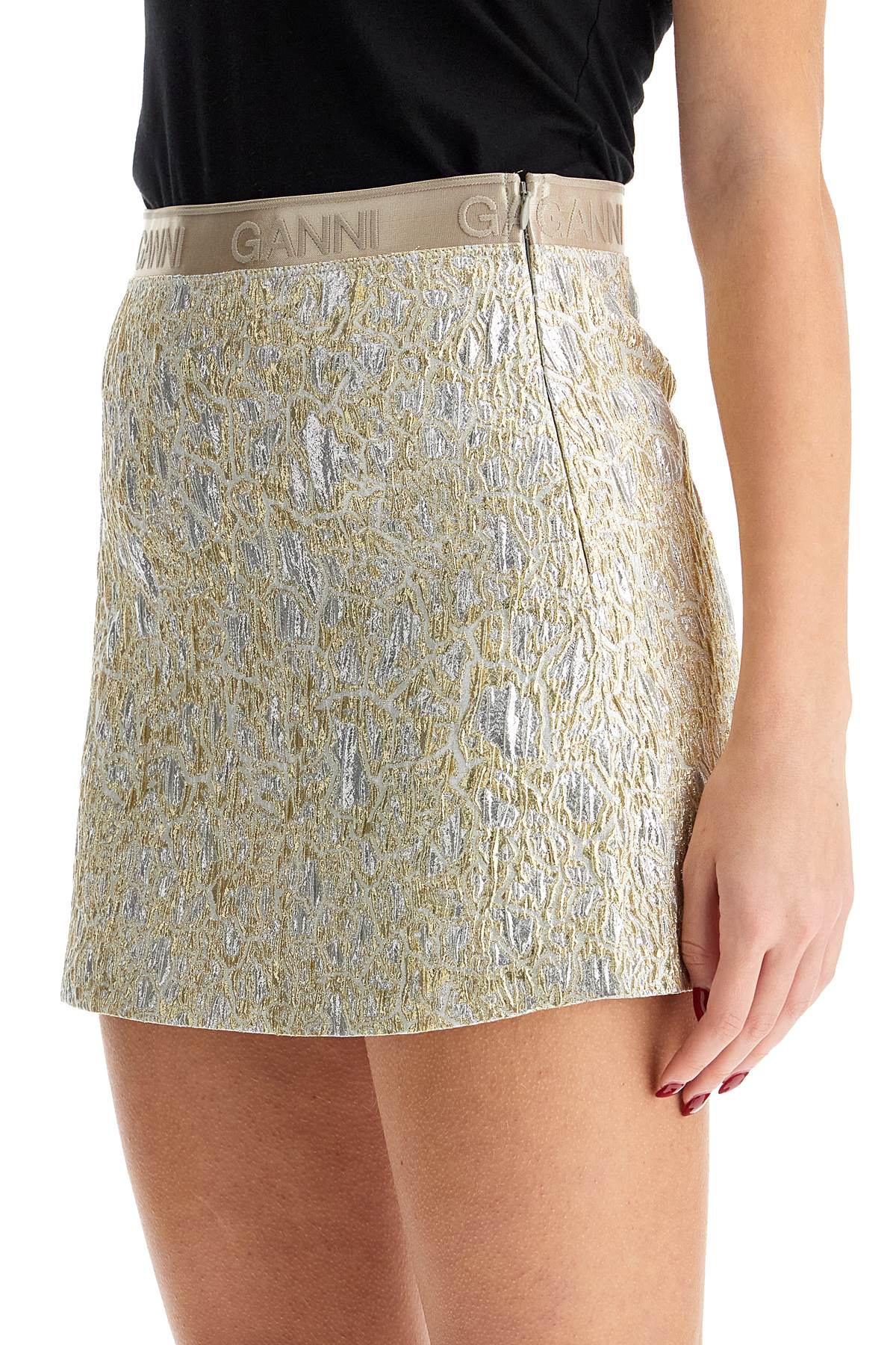 metallic cloquã© mini skirt