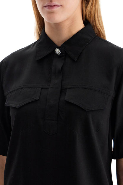 short-sleeved twill blouse for