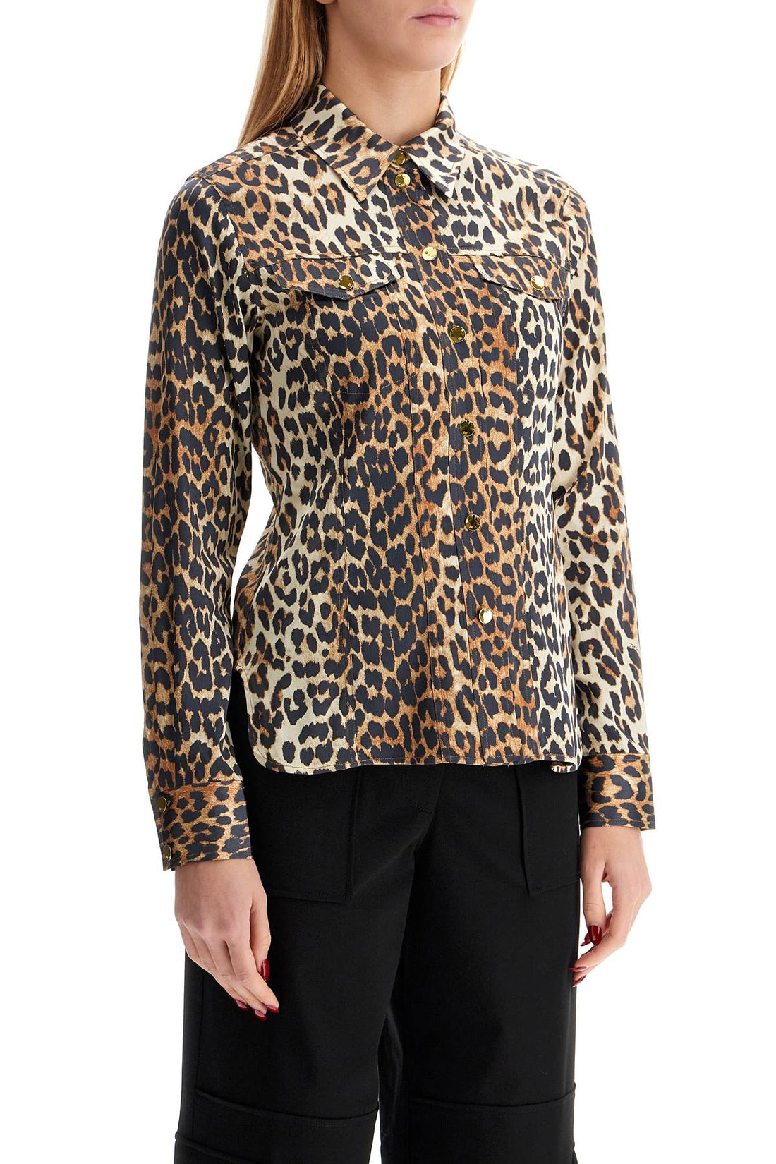 leopard print satin shirt