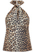 leopard print satin top for