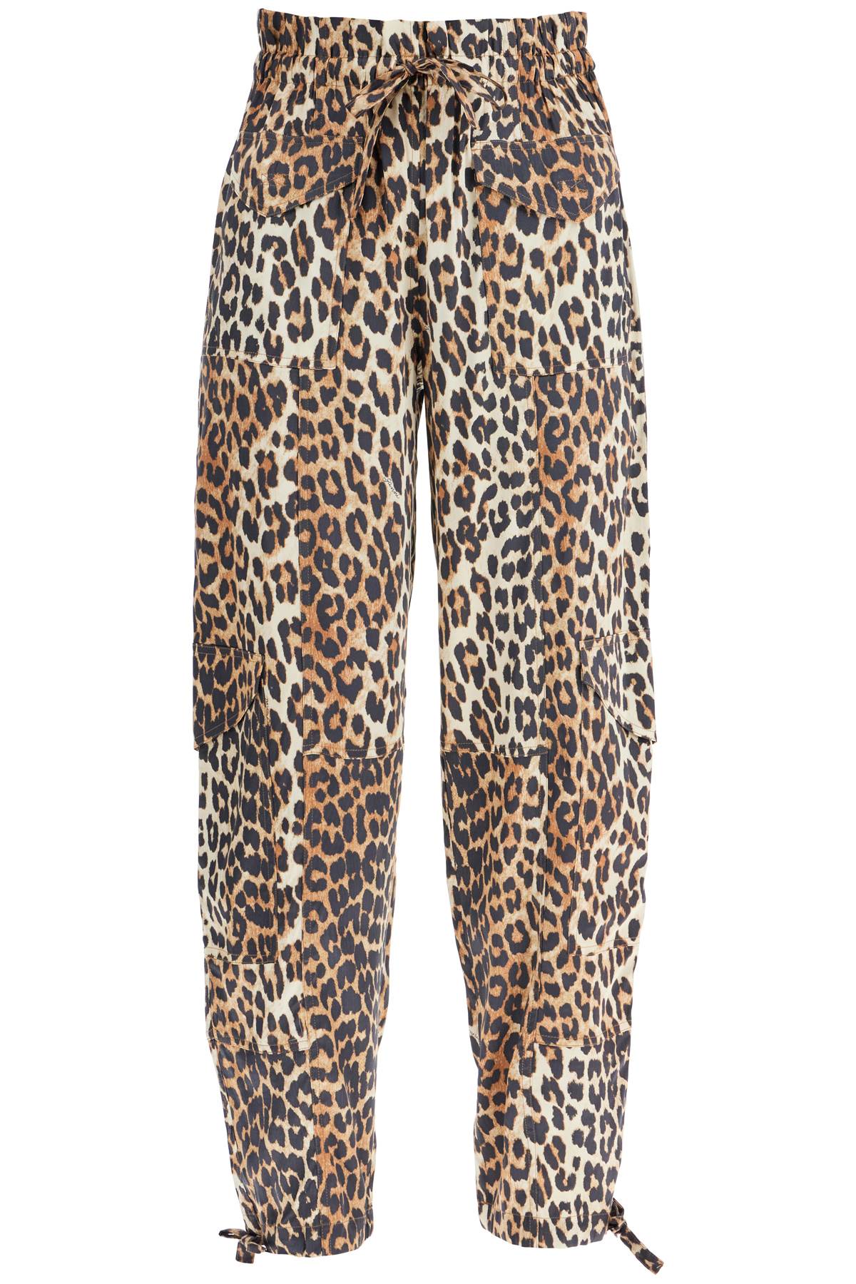 leopard print satin cargo pants