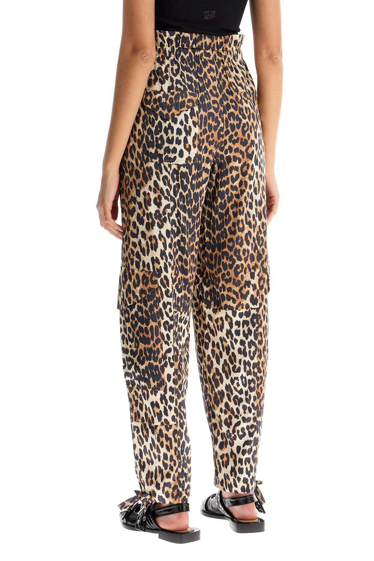 leopard print satin cargo pants