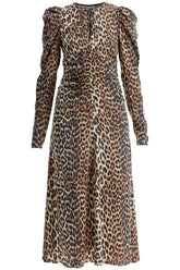 "animal print satin midi dress"