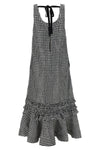 crinkled check long sleeveless dress in crinkled vichy fabric