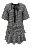 crinkled check mini dress in crinkled vichy fabric