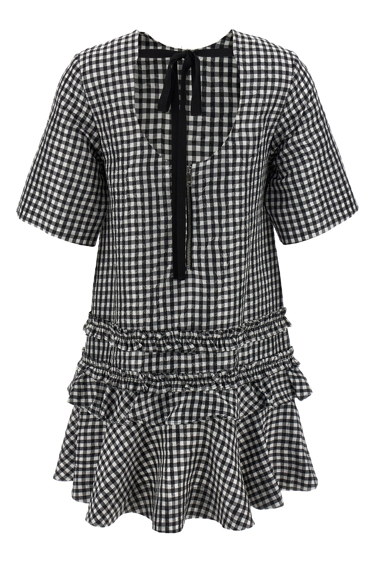 crinkled check mini dress in crinkled vichy fabric