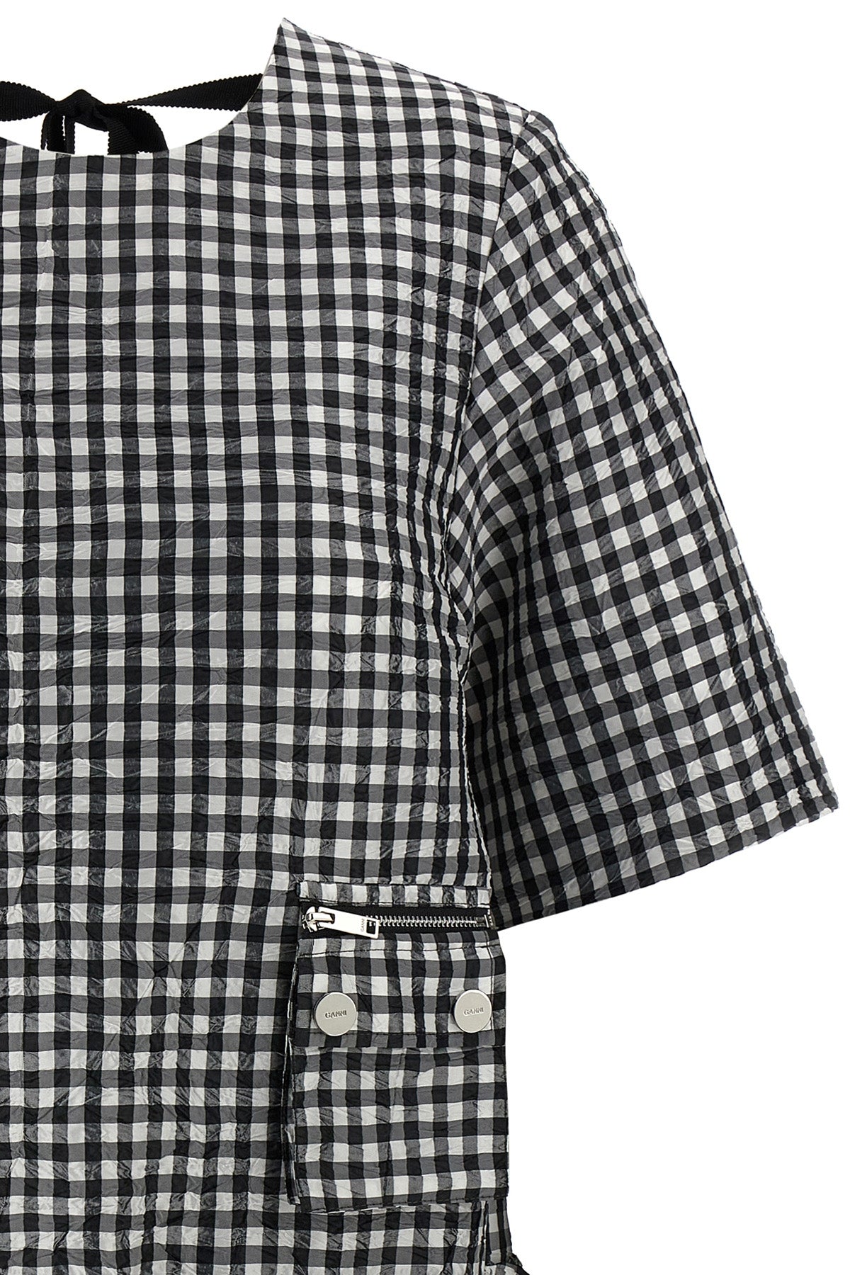 crinkled check mini dress in crinkled vichy fabric
