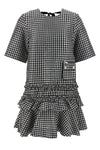 crinkled check mini dress in crinkled vichy fabric